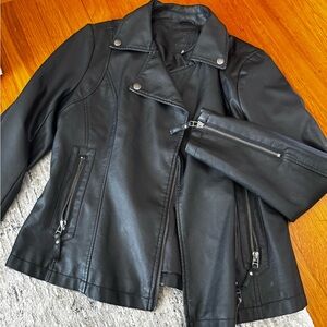 Max Studio Faux Leather Black Jacket